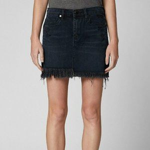 NEW BLANKNYC Blue Black Denim Vixen Mini Skirt Frayed Hem Size 24 / 0 / XXS $98